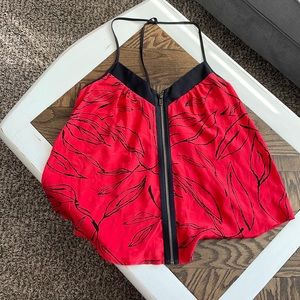 Gorgeous red chiffon open back top